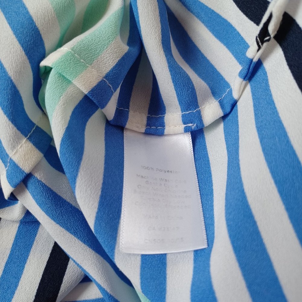 Talbots Blouse Stripe Roll Tab Sleeve Tunic Length Size Large - Picture 14 of 16